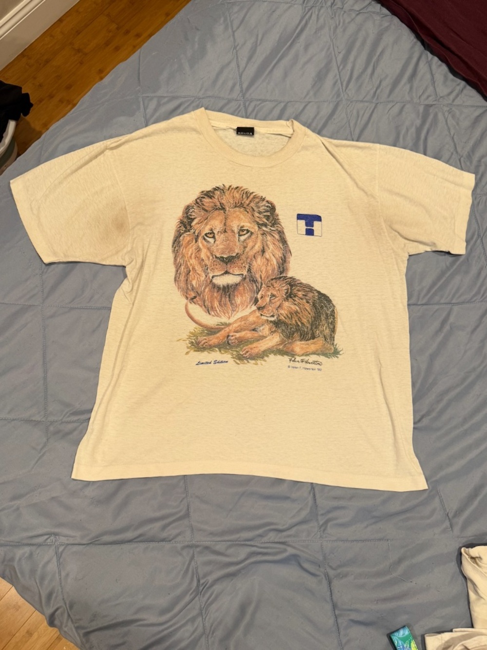 Vintage 1992 Helen F Howerton Lion Graphic T-Shirt Single Stitch XL